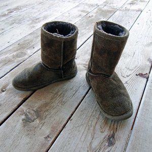 BearPaw Girls  Dark Brown Suede Boots Size 12